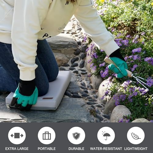 Waterproof Garden Kneeling Pad - 2" Thick Soft Foam Kneeling Mat for Gardeners with Handle & Removable Cover, Knee Support for Bathing, Grey