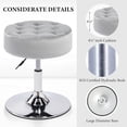 thumbnail image 5 of LMHF Mid-Century Velvet Tufted Adjustable Swivel Makeup Ottoman Stool; Modern Big Size Round Vanity Stool Chair for Bedroom Living Room (LightGrey), 5 of 5