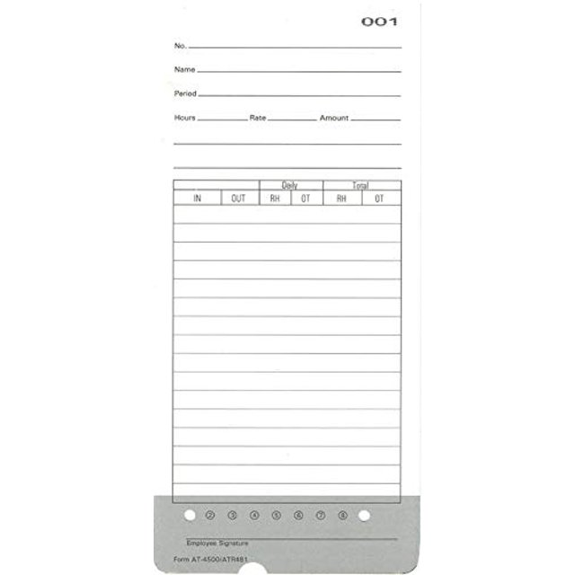 300 ATR481 Cartes de Temps pour Acroprint ATR480 Horloge Totalisante