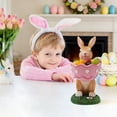 thumbnail image 5 of LWVITH Easter Bunny Hugging Egg Candy Bowl Spring Tabletop Decor Resin 6 Inch Adorable for Snack Treat Holder Mantel Shelf Easter Decoration, 5 of 9