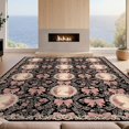 thumbnail image 2 of Design&I 6'x9' Ultra Soft Area Rug, Pink Black Cottagecore Lace Inspired Corner Curls Ribbon Design None Fluffy Washable Non Shedding for Guest Room Bedroom Living Room, 2 of 7