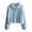 Light Blue, variant on Lady Coat - Waffle Texture, Dual Zipper, Turn-down Collar, Loose Sport Jacket, School Casual Outwear