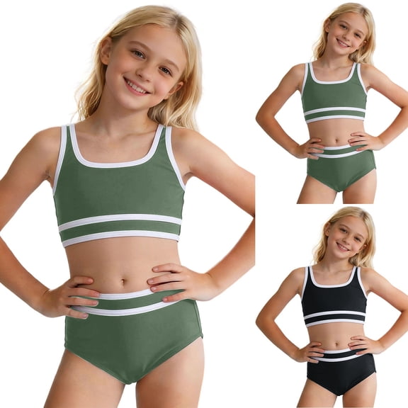 Shadoumai Girls Tankini Swimsuits 10/12 Cutout Girls Bikini Drawstring Tankini Two Pieces Girls Dress Up Clothes Cute Pattern Print Swimwear Set Girl
