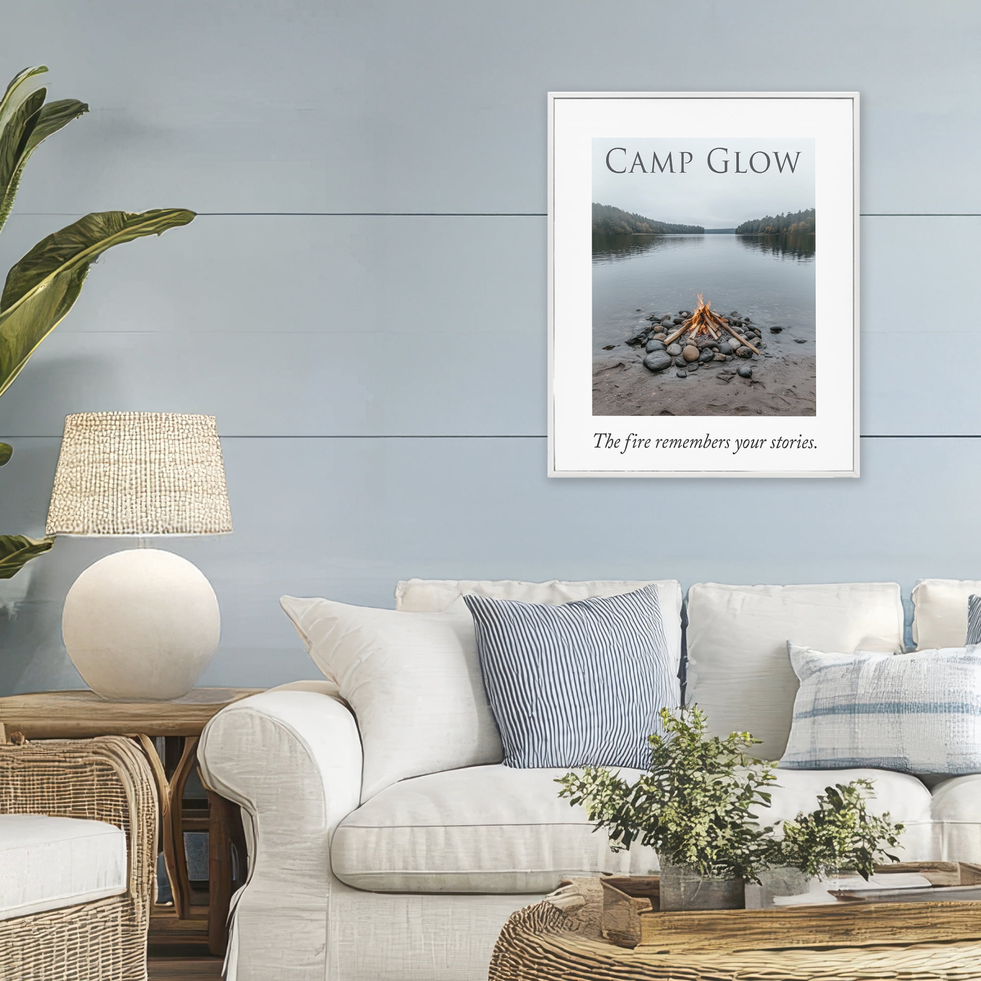Stupell Industries Fire Remembers Your Stories White Framed Giclee Art, design by A Barefoot Stylist