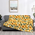 thumbnail image 2 of Rateoe Green Leaf Sunflower Pattern Flannel Throw Blanket, Ultra-soft Blanket for Bed, Couch, Car, Hypoallergenic Anti-pilling blanket-60"x50"(Horizontal), 2 of 6