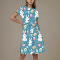 thumbnail image 2 of Hrsba Kids Summer Dress,Casual Dress for Girls,Toddler Kids Girls Print Short Sleeve Stretchy Dress A Line Dress, 2 of 5