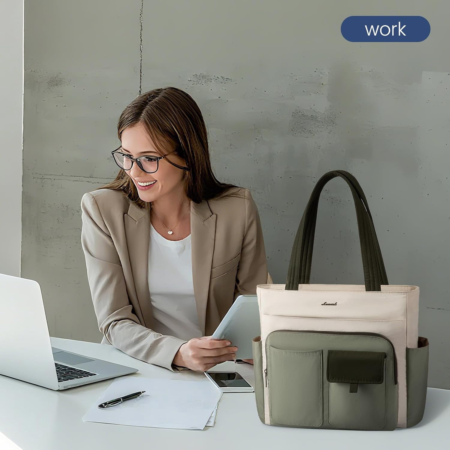LOVEVOOK Tote Bag For Women,Laptop Work Totes Bags For Women With Multiple Pockets,Teacher Nurse Work Travel Tote Bag