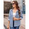 thumbnail image 4 of Camisa Vaquera para Mujer, Chaqueta, Camisa Vaquera Informal de Larga, Conjuntos de Otoño Azul M, 4 of 9