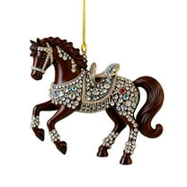 Horse Christmas Ornaments, 2D Acrylic Horse Ornament for Christmas Tree for Women Girls Horse Lovers Equestrian Gifts and Xmas Tree Home Decor (1PC, Brown)