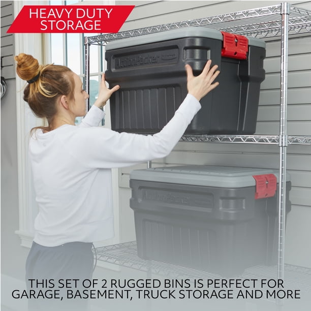 Rubbermaid 24 Gallon Action Packer Storage Bin, Heavy Duty Plastic