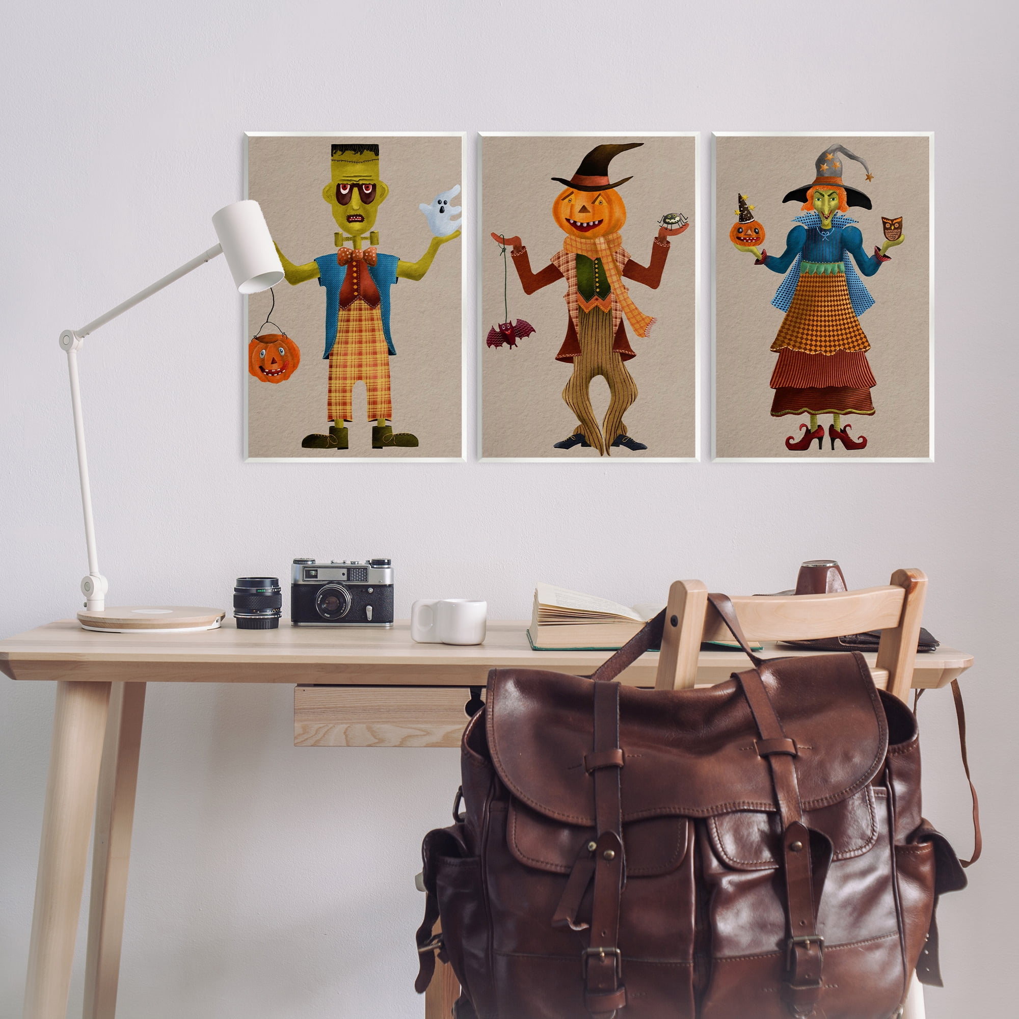 Stupell Industries Fun Halloween Friends Holiday Painting Unframed Art Print Wall Art, 13 x 19, Set of 3