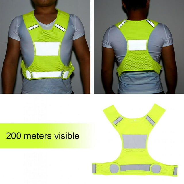 High Visibility Vest, Reflective Cycling Vest Comfortable Breathable Night Running Vest 92cm to 106cm Adjustable Waistline Safety Vest Cycling Security Clothing L