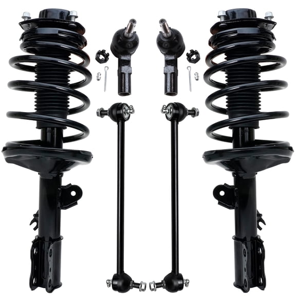 Detroit Axle - Front Complete Struts Assembly   Stabilizer Sway Bar   Outer Tie Rod Front Suspension Kit Replacement for 1998 - 2003 Toyota Sienna - 6pc Set