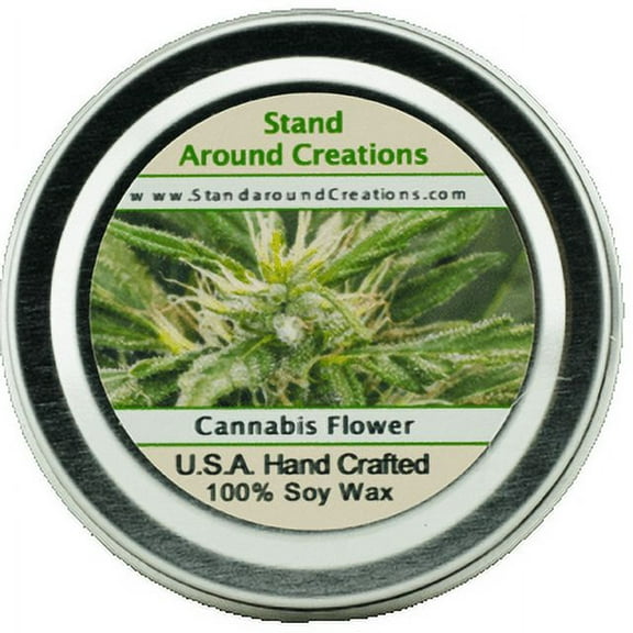 CANNABIS FLOWER TIN 2-OZ. ALL NATURAL SOY CANDLE