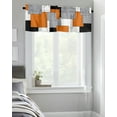 thumbnail image 4 of Kitchen Cafe Valance Curtain for Small Windows,Modern Minimalist Geometric Rod Pocket Short Valances Orange Gray Black Rectangle Blocks Window Treatment Panel for Living Room/Bedroom/Bathroom,60x18in, 4 of 9