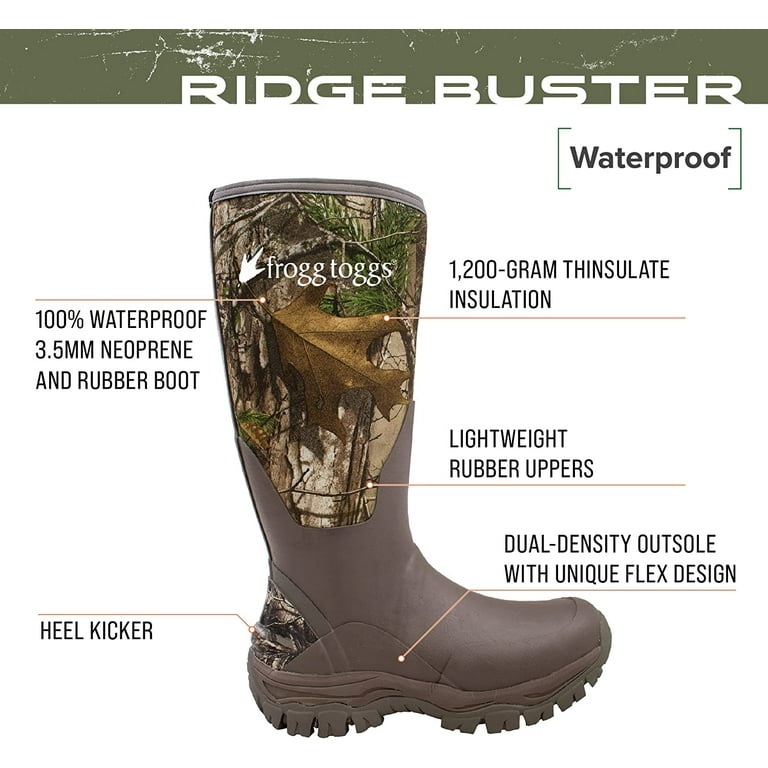 Frogg Toggs Men s Ridge Buster 16 Waterproof 1200 Gram Insulated Rubber Boots Rubber Realtree EDGE 11 D