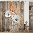 thumbnail image 3 of Farmhouse Flower Floral Shower Curtain, Rustic Blue Daisy Shower Curtain Set, Country Blue Wild Garden Plant Fabric Shower Curtain, Brown Wooden Board Bathroom Curtain, Gift for Her, 3 of 4
