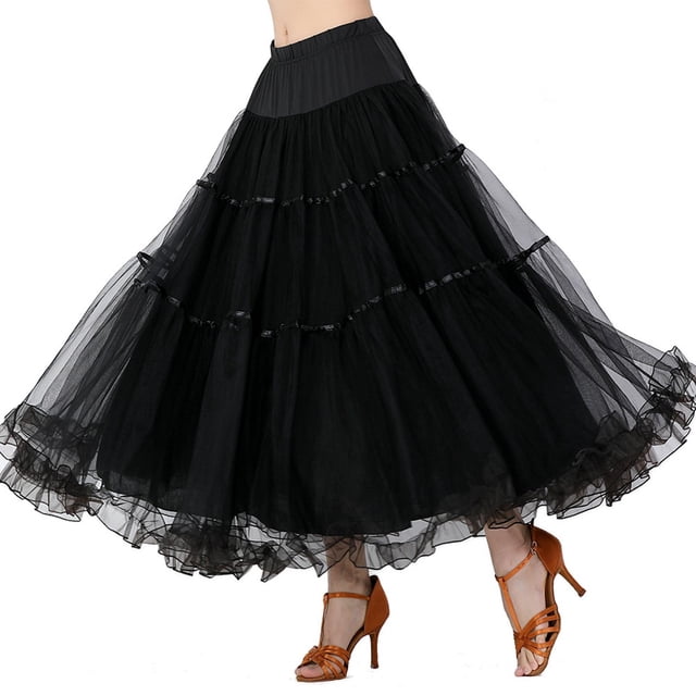 de baile de salón s con gradas de columpio largo para mujer Vestido con capas de ropa de baile Negro Colcomx vestido de baile latino