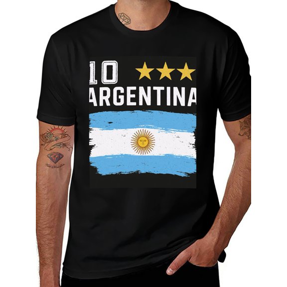 T-shirt Argentina Flag Soft Cotton Adult Heat-Transfer Graphic T-Shirt - 180g Breathable Fabric, Unisex Summer Casual Wear with Durable Heat-Printed Design
