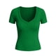 thumbnail image 4 of Camisas de Manga Corta para Mujeres Casual con Cuello en V Plisado, Camisetas de Color Sólido para Primavera Verano, 4 of 6