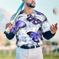 thumbnail image 5 of Hirioo Butterflies for Men's Baseball T-shirt Shirts Short Sleeve Casual Summer Button Stretch T Shirts,Size S-4XL-Medium, 5 of 7