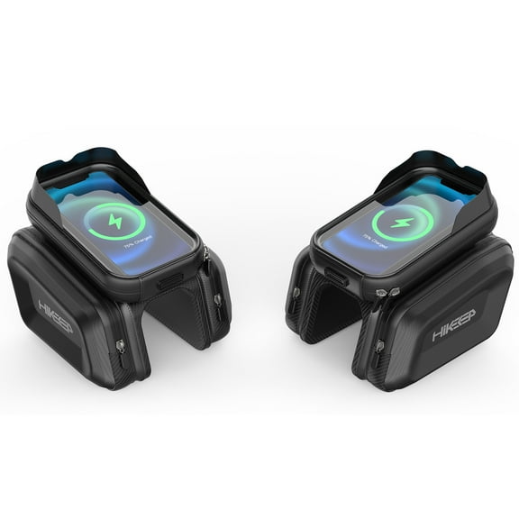 HeloKeep Bike Phone Bag, Waterproof Bicycle Frame Bag with Touch Screen Phone Holder, Top Tube Cycling Storage Bag, Bike Accessories Pouch for Road & Mountain Bikes