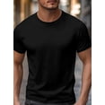 thumbnail image 2 of Black T-Shirts for Men Solid Color Short Sleeve Crewneck Tee Men's Casual T-Shirt, 2 of 8