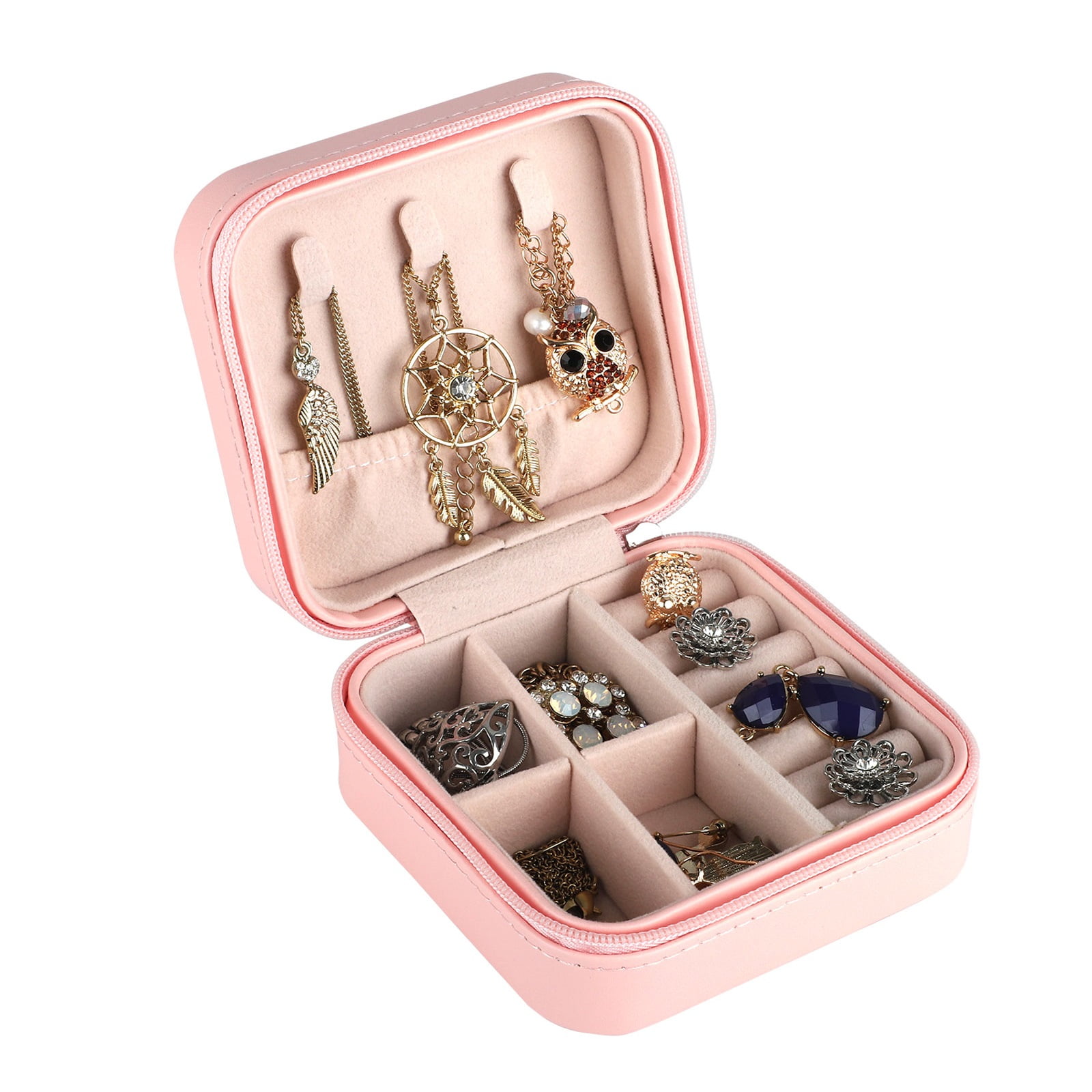 TSV Small Jewelry Box, Portable Travel Jewelry Organizer, Mini Display Case  with PU Leather for Girls Women Rings Earrings Necklaces Storage -  Walmart.com
