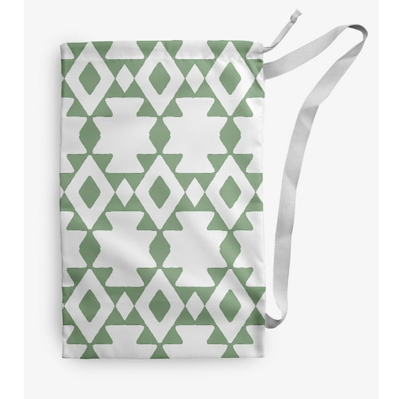 Simply Daisy Canvas Geometric 18 x 29 in Green Laundry Bag