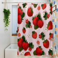 thumbnail image 3 of Pink Strawberry Shower Curtain Set, Waterproof Shower Curtains for Bathroom, Spring Floral Watercolor Summer Botanical Washable Fabric Bath Curtain for Bathtub Decoration with Hooks 54x78 Inches, 3 of 9