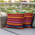thumbnail image 3 of Outdoor Pillow Covers Pack of 2, Mexican Colorful Ombre Stripes Waterproof Throw Pillowcase Cushion Cases, Red Green Orange Blue Lines Decorative Pillow Cover for Couch Sofa Home Bed Patio, 3 of 9