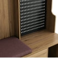 thumbnail image 2 of Multi-purpose Hallway Hall Tree with Removable Linen Cushioned Entryway Bench, Coat Rack, Storage Shelves, and DIY Pegboard,for Hallways, Living Room, Brown, 2 of 11