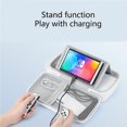 thumbnail image 2 of Para Nintendo Switch y OLED PU bolsa de almacenamiento estuche rígido portátil soporte bolsa consola cubierta protectora accesorios, blanco con patrón, 2 of 5