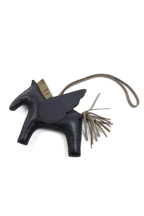 Pre-Owned HERMES Agneau Milo Bag Charm Rodeo MM Strap Black x Etoupe W Stamp (2024) Men's...