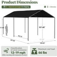 thumbnail image 3 of GOJOOASIS 10x20 Carport Heavy Duty Portable Garage Shelter Metal Car Canopy Tent with UV-Resistant & Weatherproof Top Cover for RV & Vehicles (Black, 10x20 Without sidewalls), 3 of 14