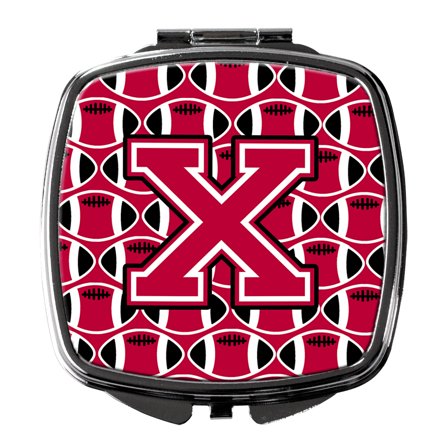 Letter X Football Crimson and White Compact Mirror