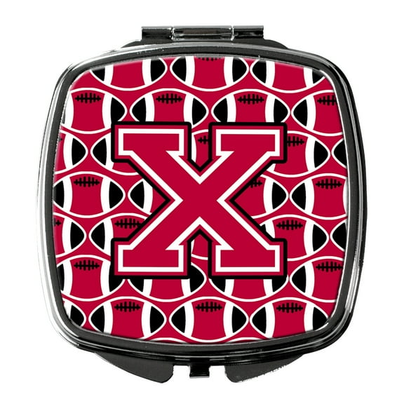 Letter X Football Crimson and White Compact Mirror