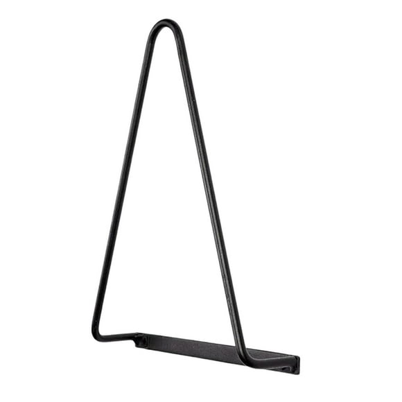 1 soporte para revistas y discos de vinilo de hierro forjado con forma triangular para montar en la pared. Negro