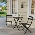 thumbnail image 2 of 3-Piece Patio Bistro Set with Round Table & 2 Folding Chairs, Compact Outdoor Patio Set with Weather-Resistant Steel Frame for Balcony, Garden, Porch – Space-Saving Design, 2 of 9