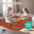 thumbnail image 4 of ODIKA 8'x8' Machine Washable Non-Slip Area Rug, Interlocking Wave Design with Artistic Sun Motifs High Traffic Rug, Red, 392652, 4 of 5