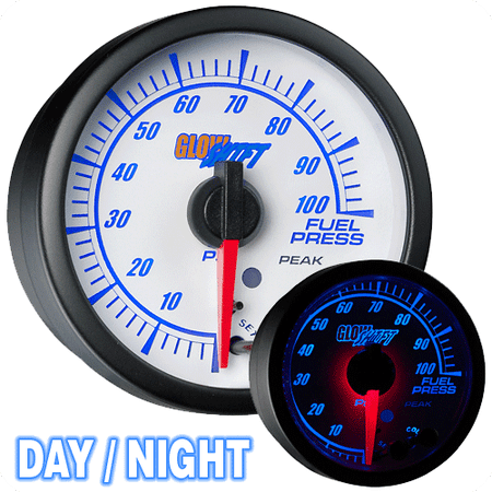 - GlowShift White Elite 10 Color 100psi Fuel Pressure Gauge