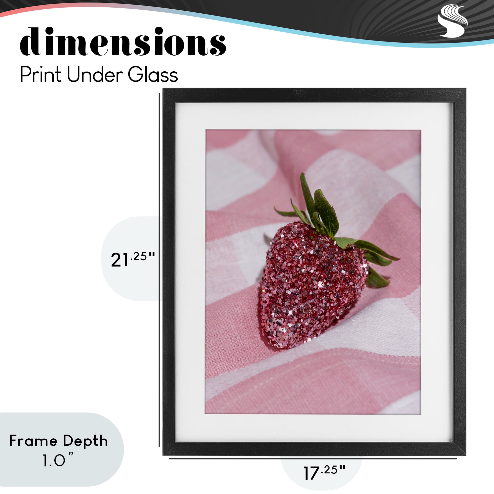 Stupell Industries Glimmer Strawberry on Pink Black Framed Print Under Glass, design by LISH Creative