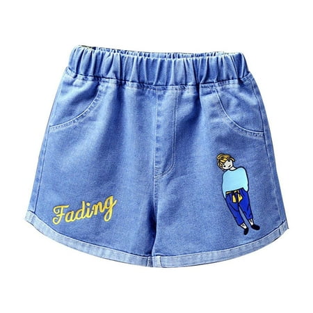 Bnwani Girls Shorts Casual Shorts Flash Deals Jean Toddler Shorts Blue 100 (2T)