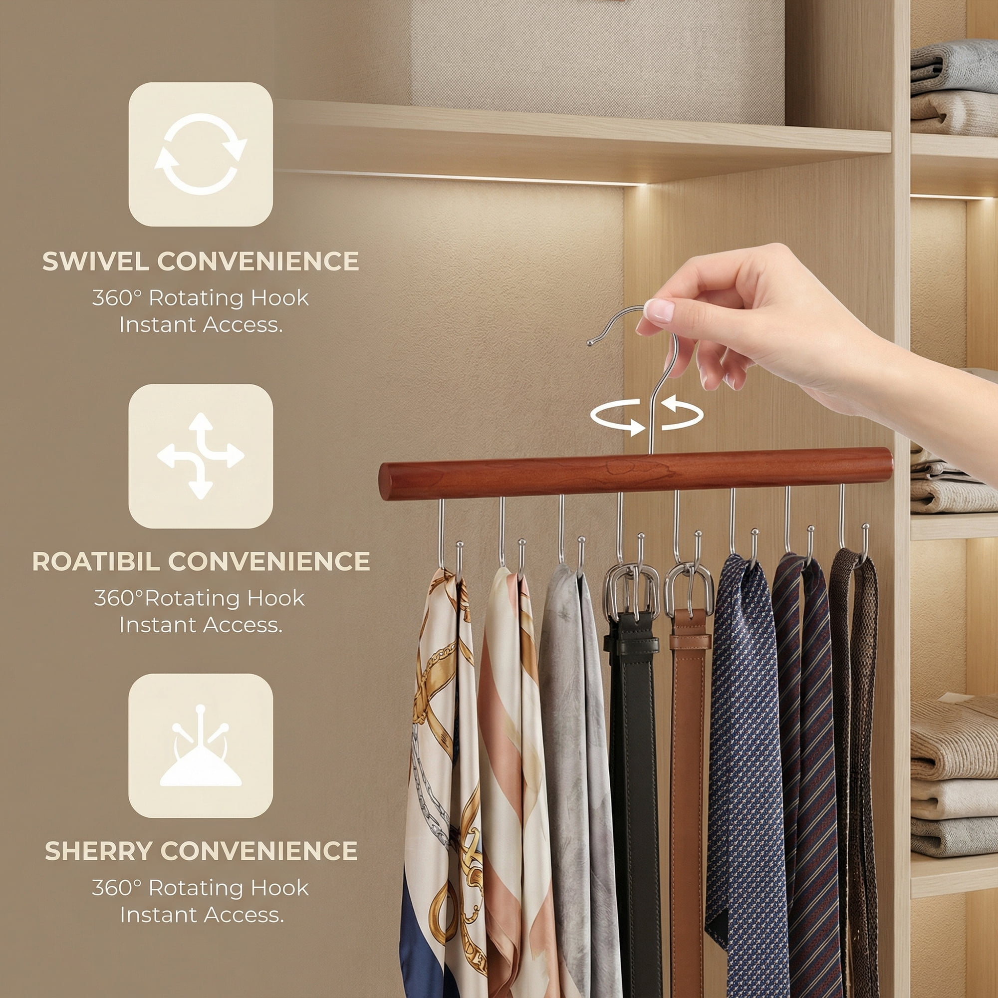 Unique Bargains 2Pcs Bra Wood Tank Top Hangers With 8 Hooks Natural Wood 11x6.7x0.5in