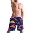 thumbnail image 5 of Dailycode Men's Quick Dry Swim Trunks Beach Shorts Casual Summer Board Shorts with Pockets, Colorful Cartoon Clouds, 5 of 8