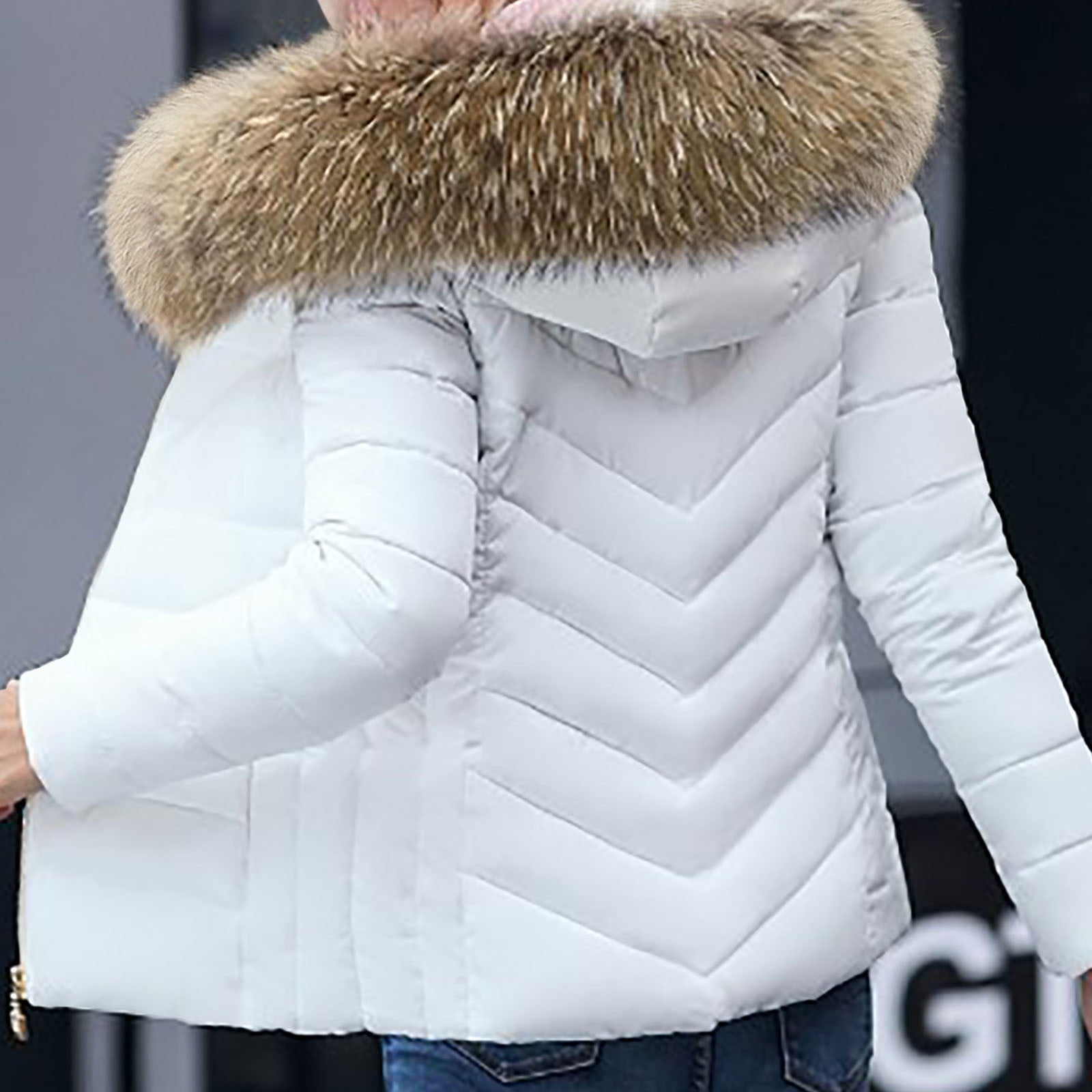 TrendVibe365 Womens Long Puffer Jacket with Hood White Long
