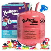 Helium for Balloons At Home, 14.9 Cu Ft Helium Balloon Pump Kit with 50 Assorted Latex Balloons, White Curling Ribbon and Balloon Tie Tool