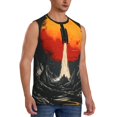 thumbnail image 2 of Fotbe Retro Space Rocket Launch Men's Camiseta sin Mangas Estampada para Hombres, Playera Casual para Gimnasio, Entrenamiento, Playa-Small, 2 of 7