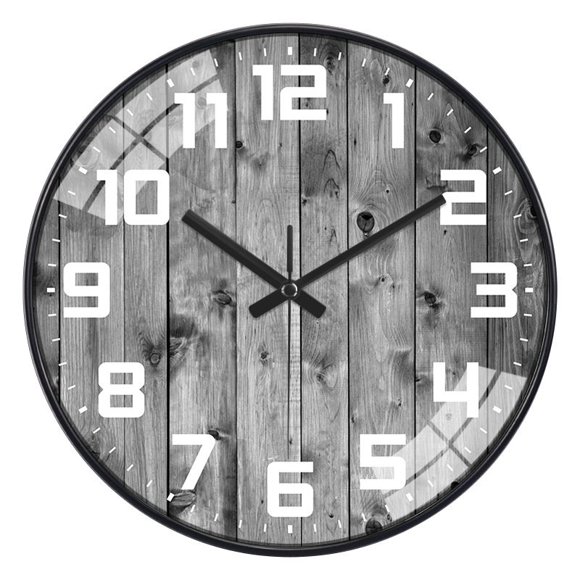 CHUANK Wall Clock Precision Atomic Wall Clock 12-Inch Silent Non-Ticking Round Rustic Style Perfect Bedroom and Living Room Decor