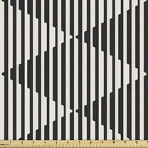 Ambesonne Geometric Fabric by the Yard Upholstery, Monochrome Vertical Art, 3 Yards, Dark Grey White